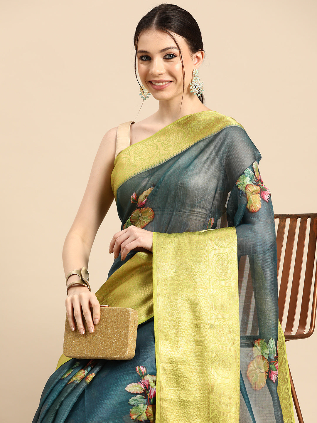 Women's Pichwai Muga Silk Digital Print Saree