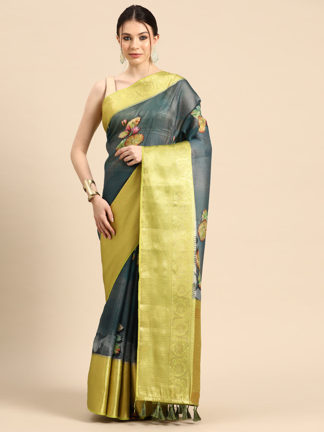 Women's Pichwai Muga Silk Digital Print Saree