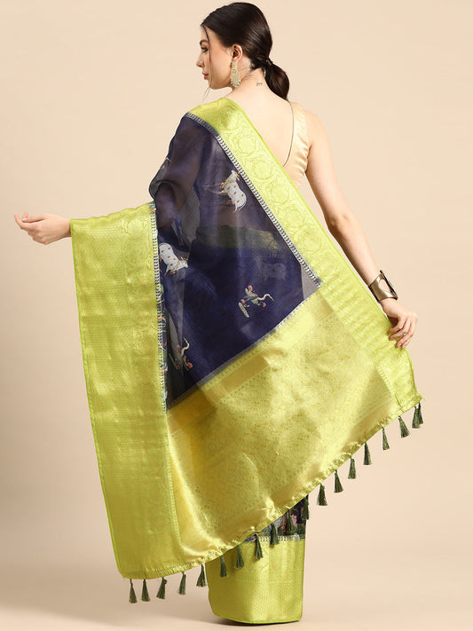 Women's Pichwai Muga Silk Digital Print Saree