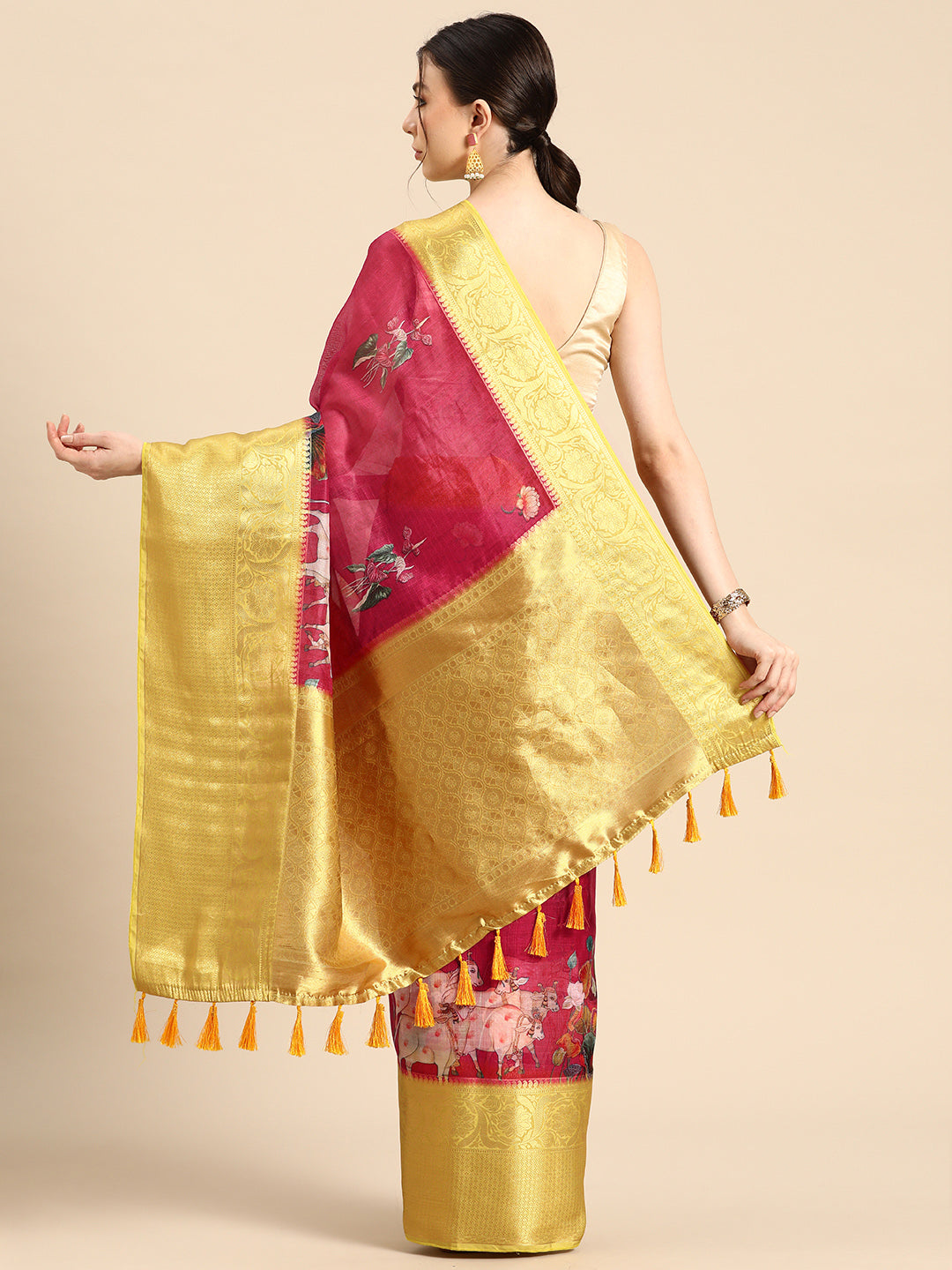 Women's Pichwai Muga Silk Digital Print Saree