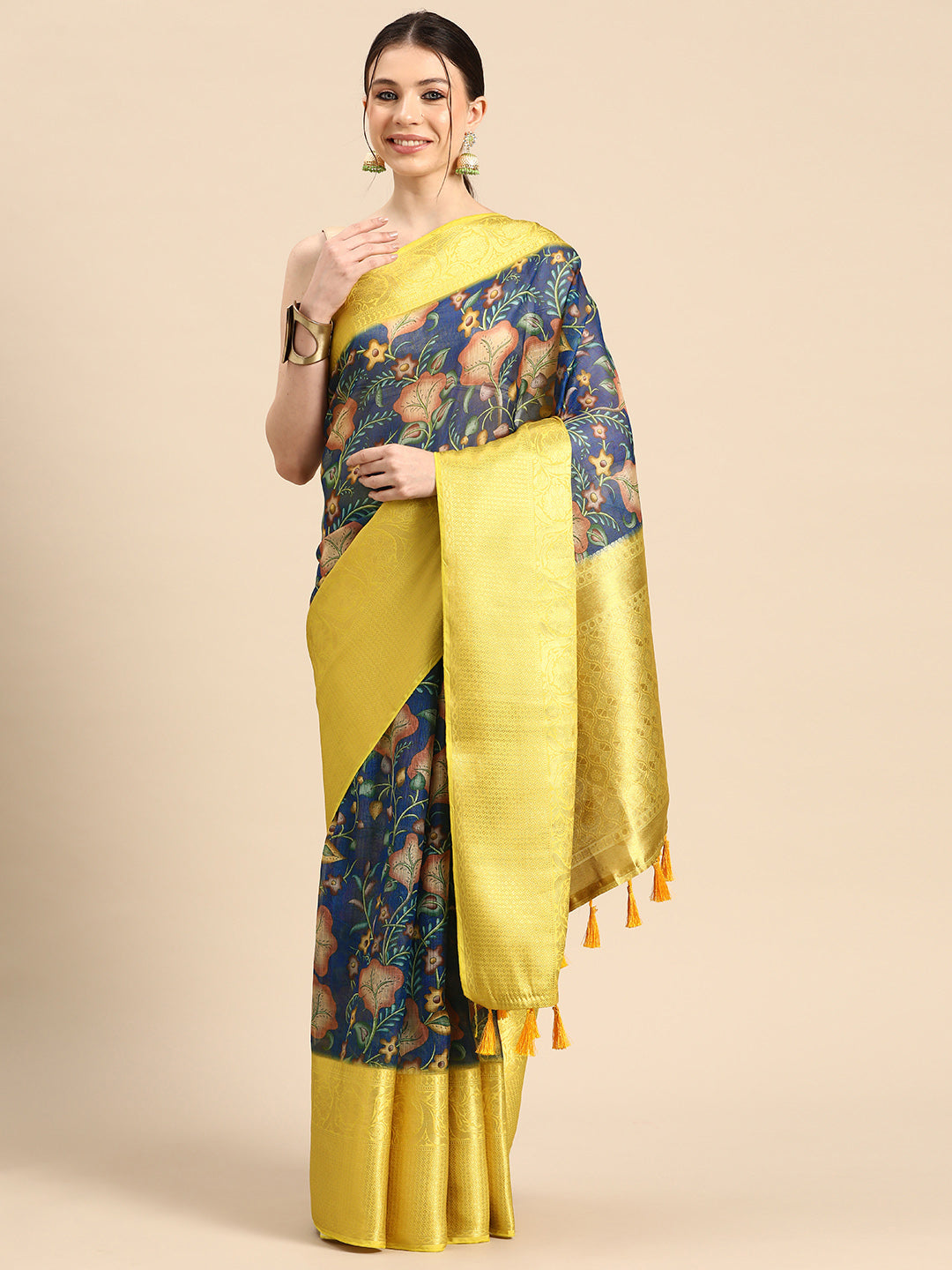Women's Pichwai Muga Silk Digital Print Saree