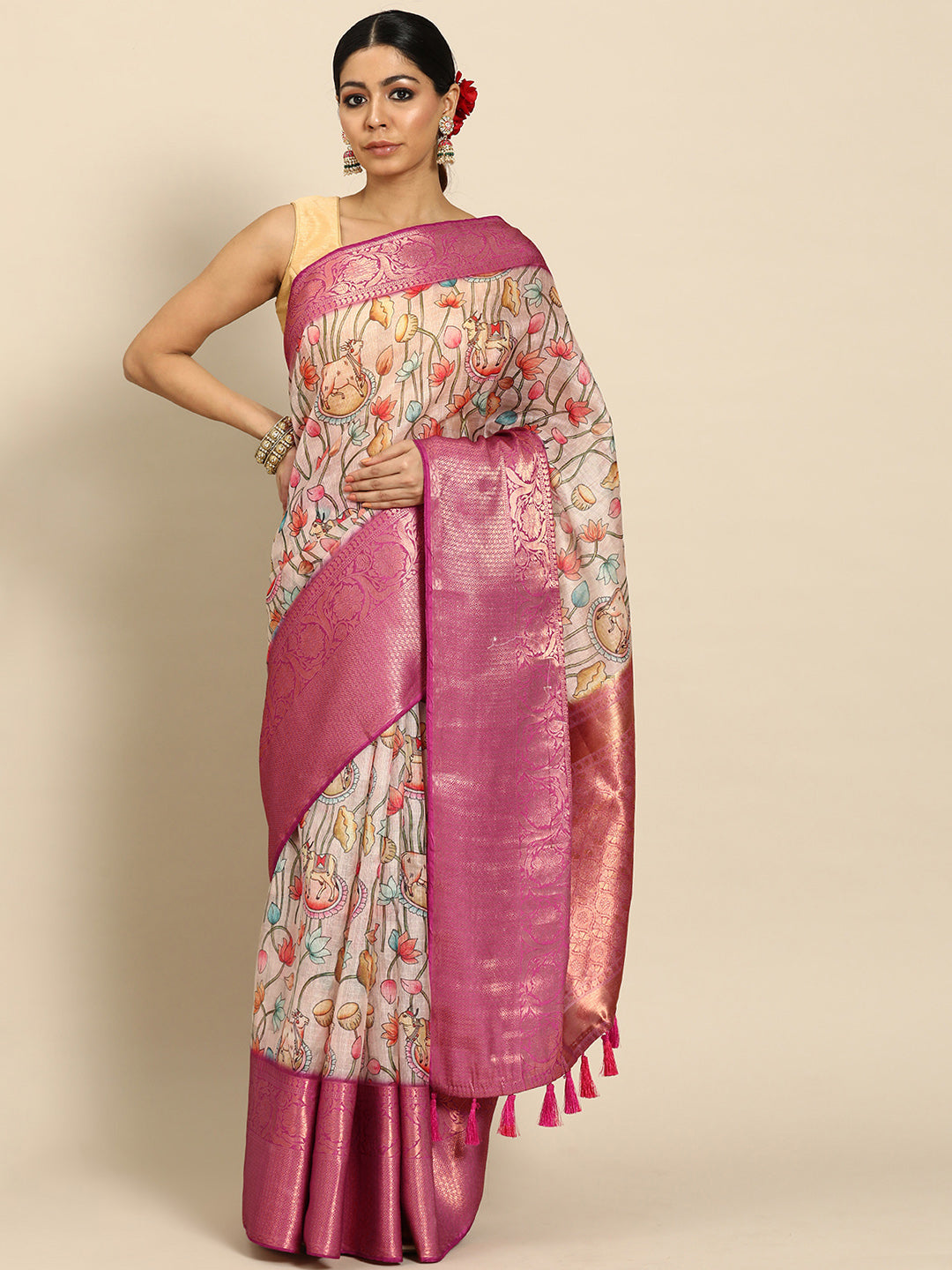 Women's Pichwai Muga Silk Digital Print Saree
