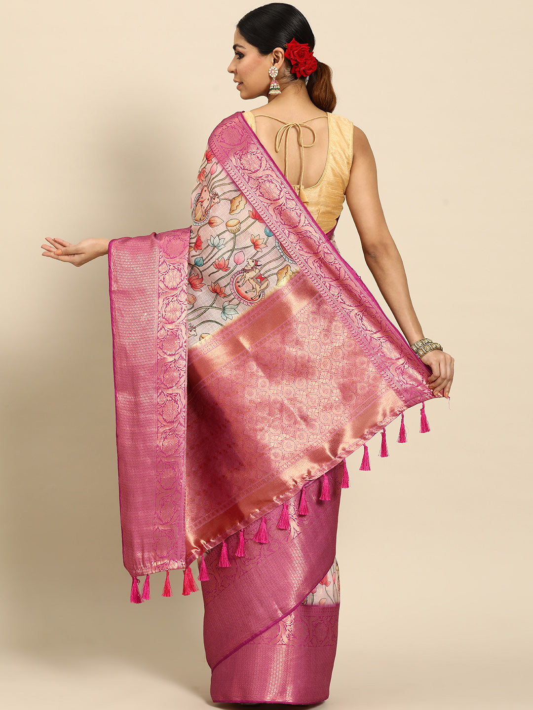 Women's Pichwai Muga Silk Digital Print Saree