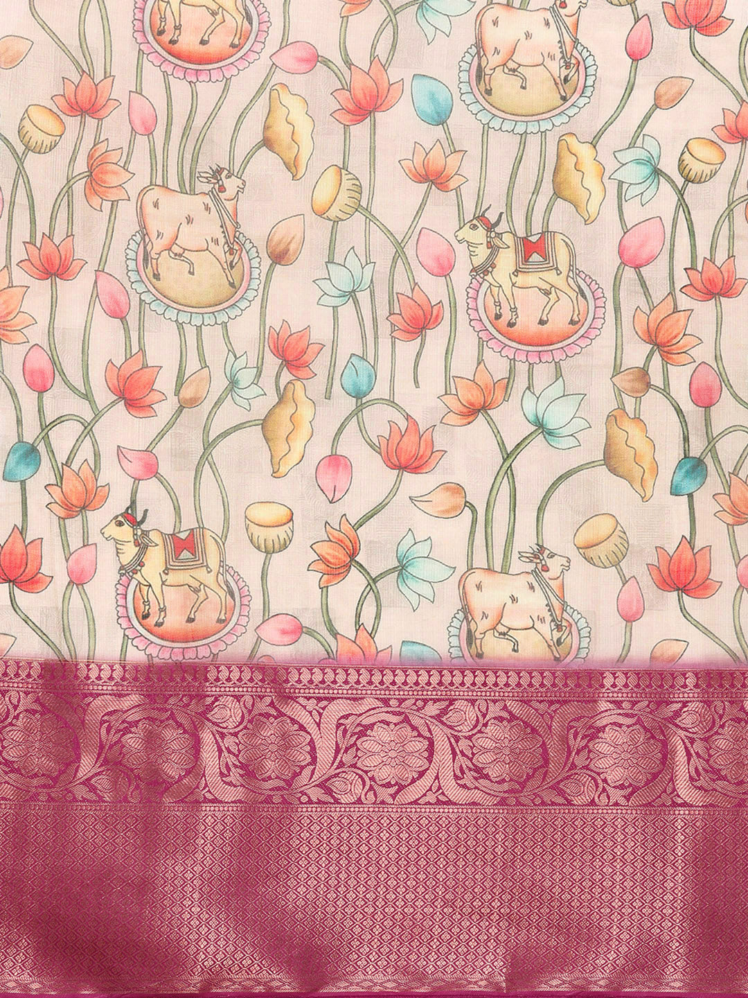 Women's Pichwai Muga Silk Digital Print Saree