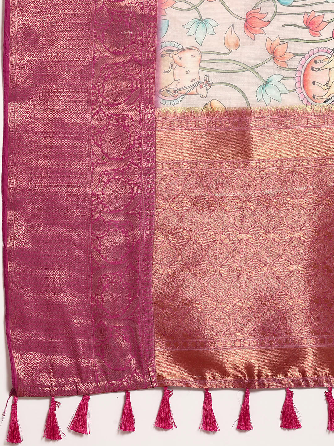 Women's Pichwai Muga Silk Digital Print Saree