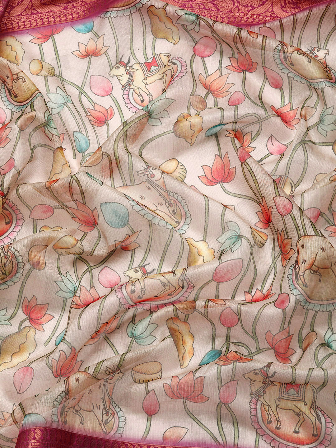 Women's Pichwai Muga Silk Digital Print Saree