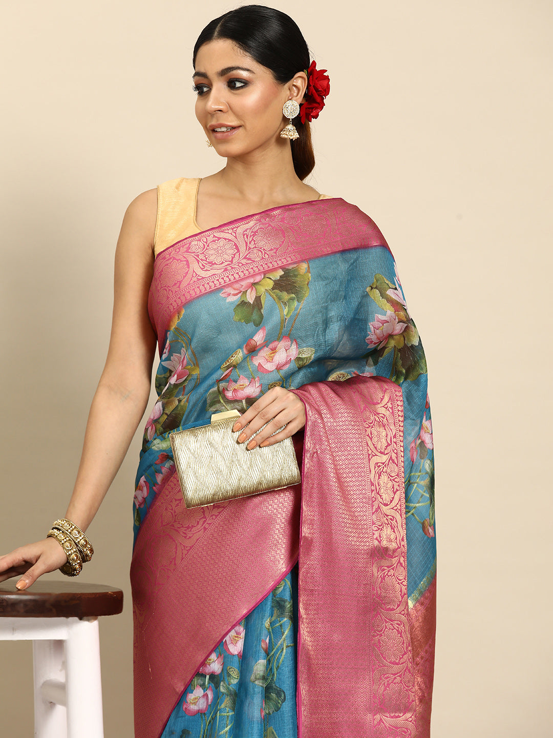 Women's Pichwai Muga Silk Digital Print Saree
