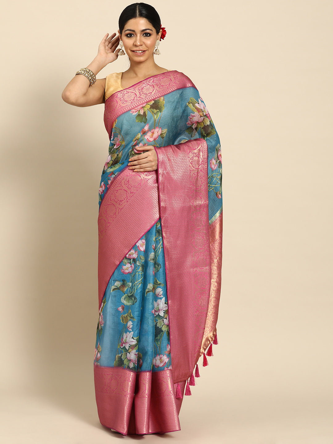 Women's Pichwai Muga Silk Digital Print Saree