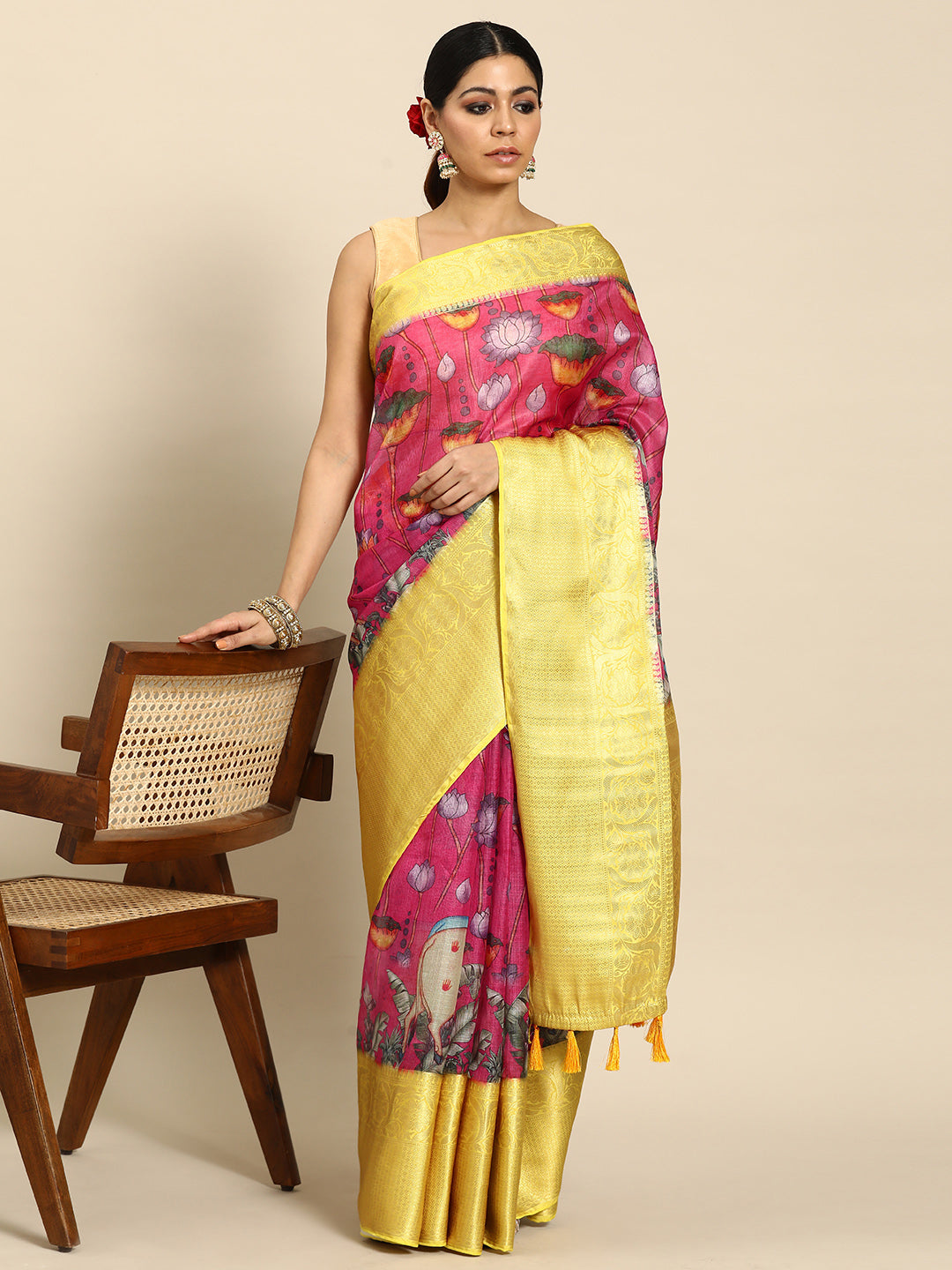 Women's Pichwai Muga Silk Digital Print Saree