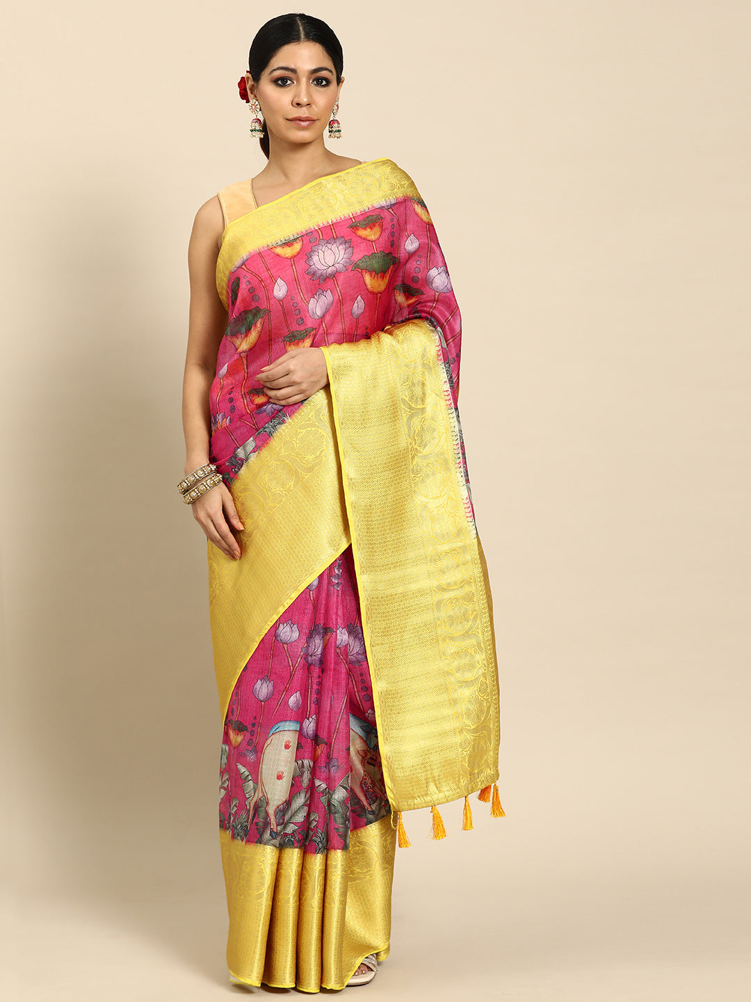 Women's Pichwai Muga Silk Digital Print Saree