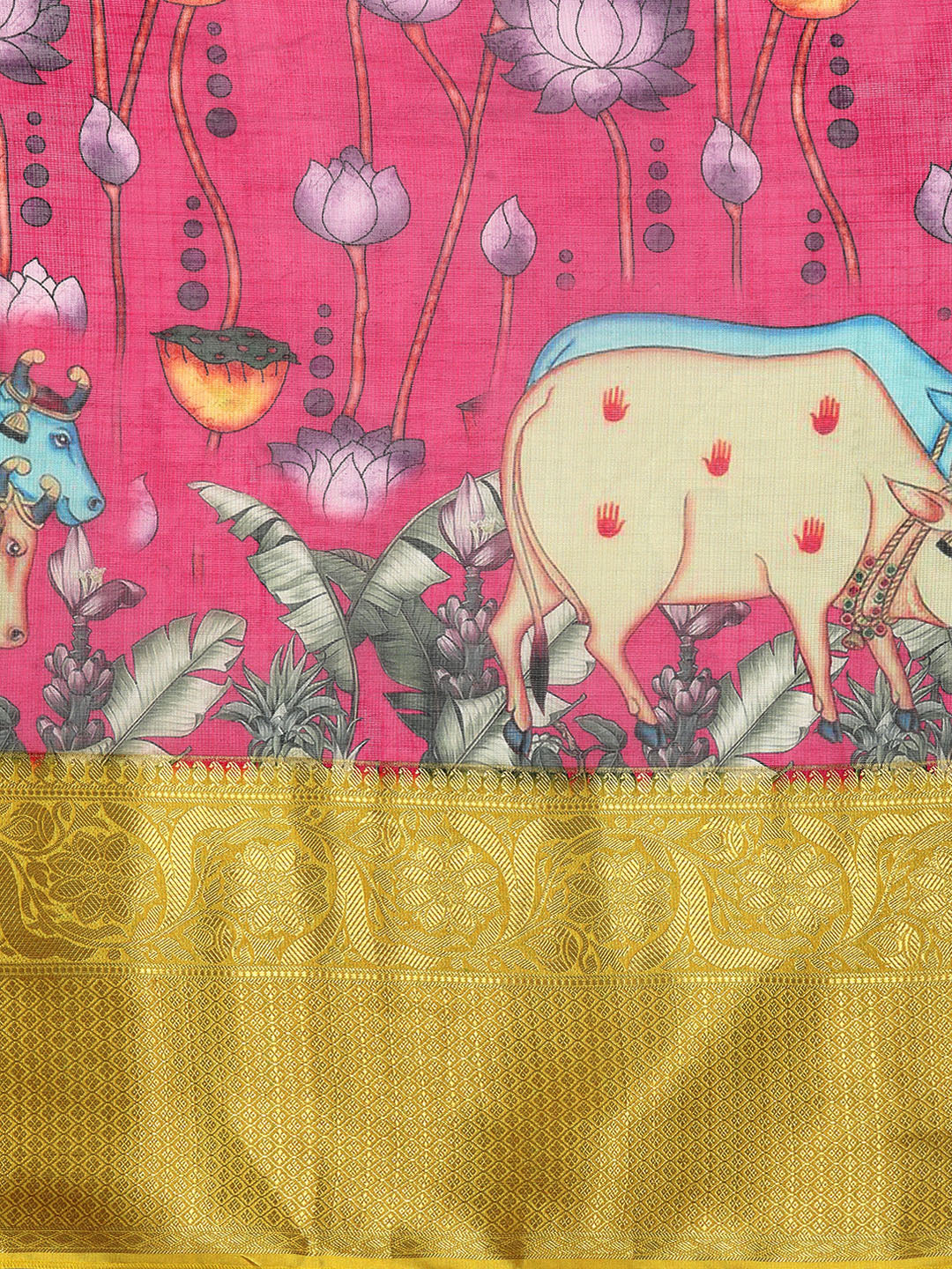 Women's Pichwai Muga Silk Digital Print Saree
