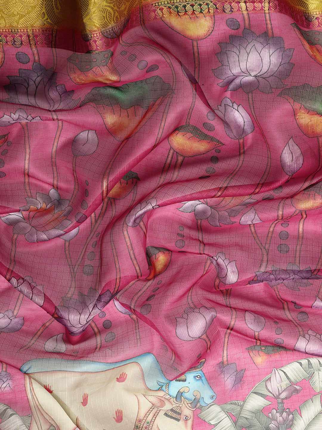 Women's Pichwai Muga Silk Digital Print Saree