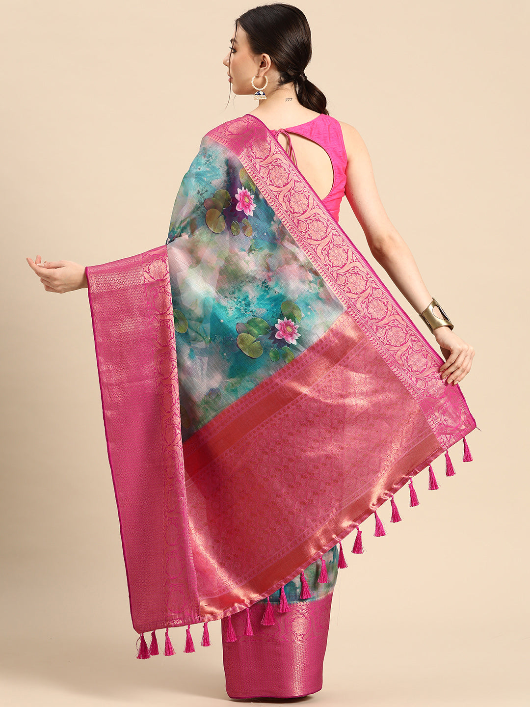 Women's Pichwai Muga Silk Digital Print Saree