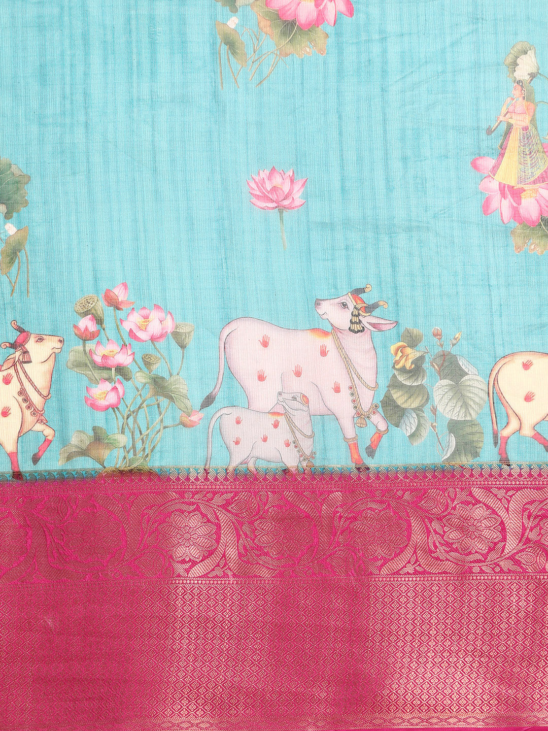 Women's Pichwai Muga Silk Digital Print Saree