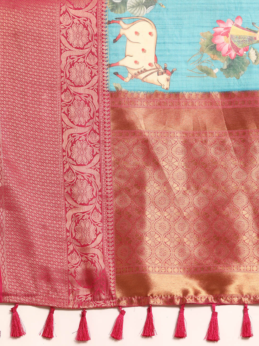 Women's Pichwai Muga Silk Digital Print Saree
