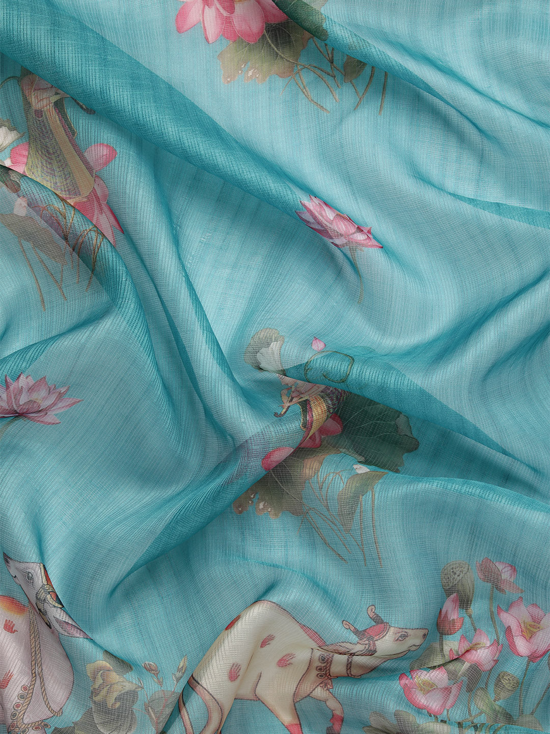 Women's Pichwai Muga Silk Digital Print Saree