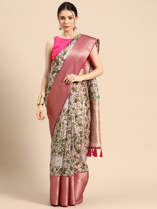 Women's Pichwai Muga Silk Digital Print Saree