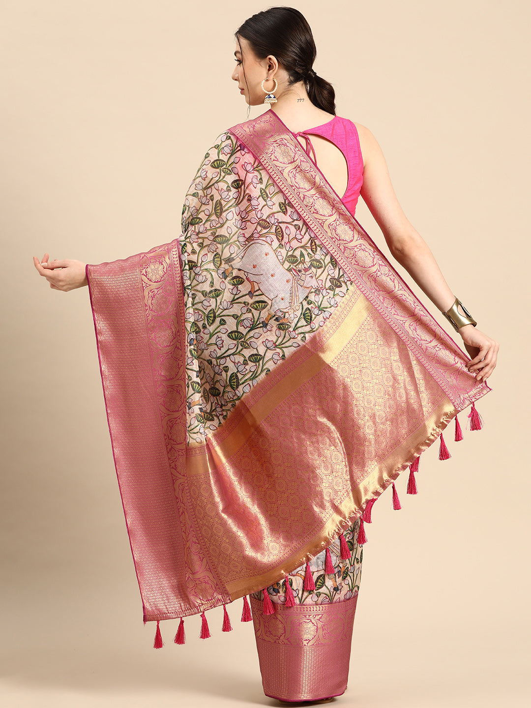 Women's Pichwai Muga Silk Digital Print Saree