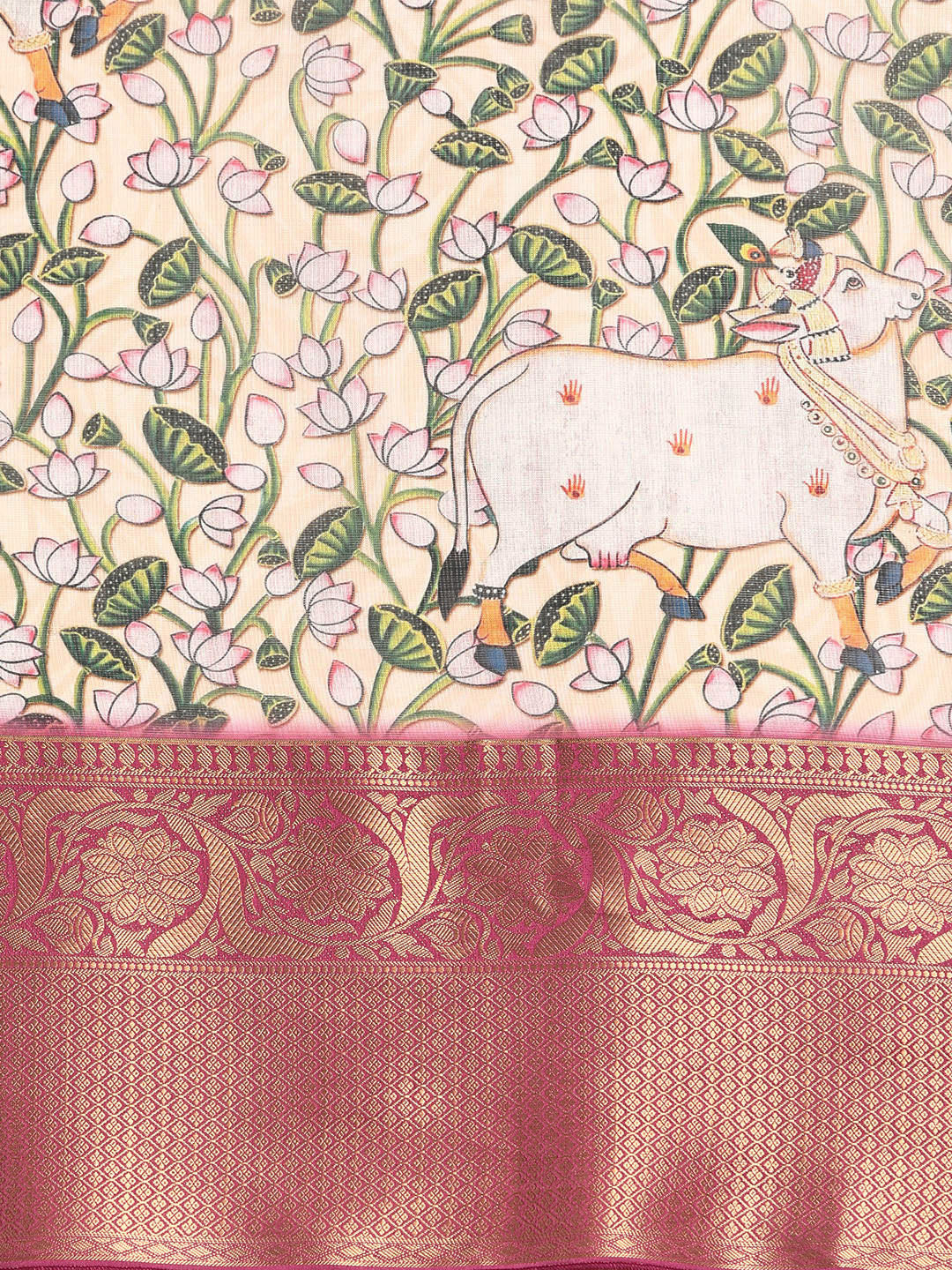 Women's Pichwai Muga Silk Digital Print Saree