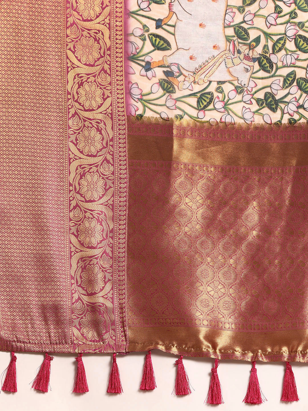 Women's Pichwai Muga Silk Digital Print Saree