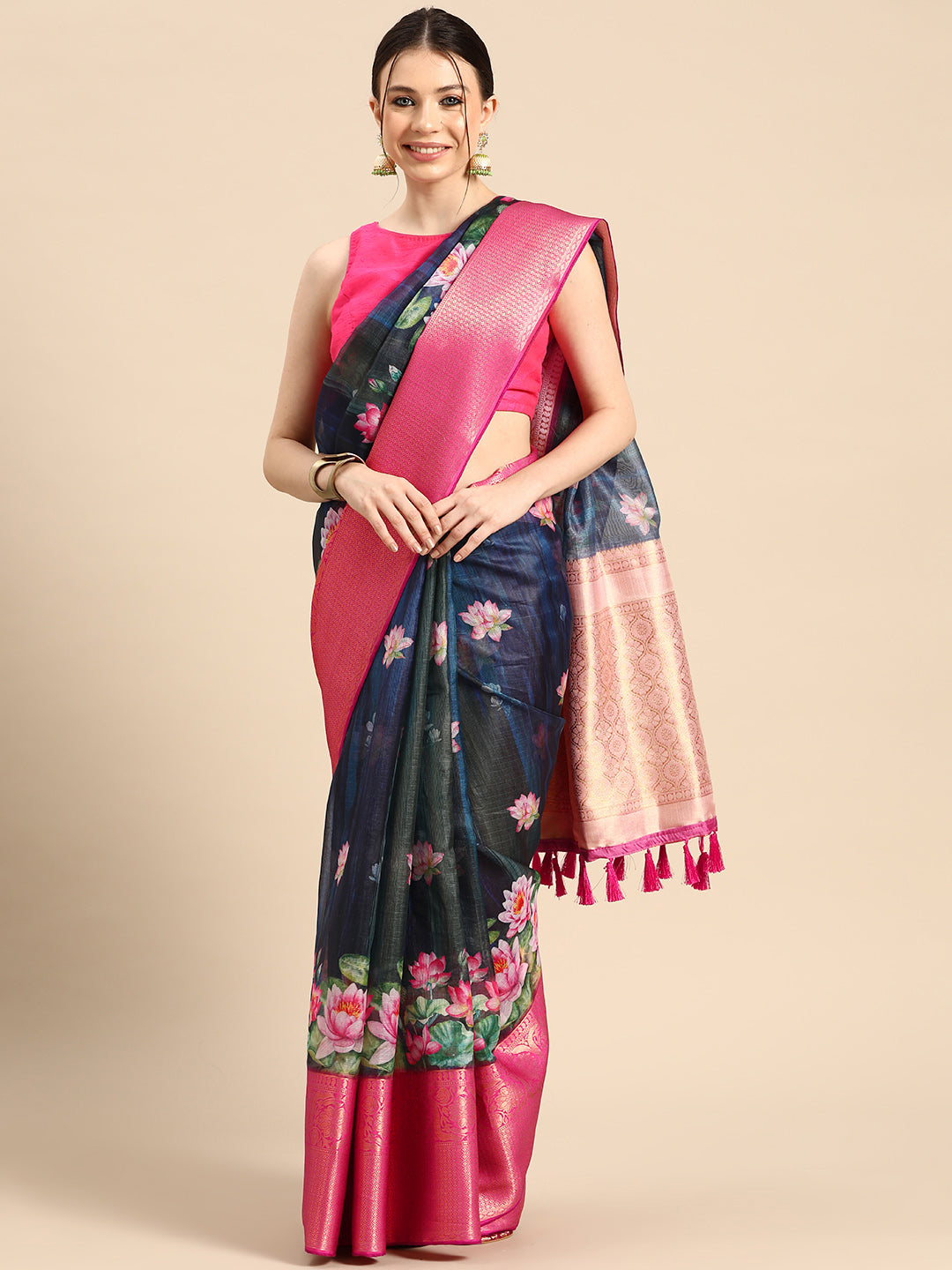 Women's Pichwai Muga Silk Digital Print Saree