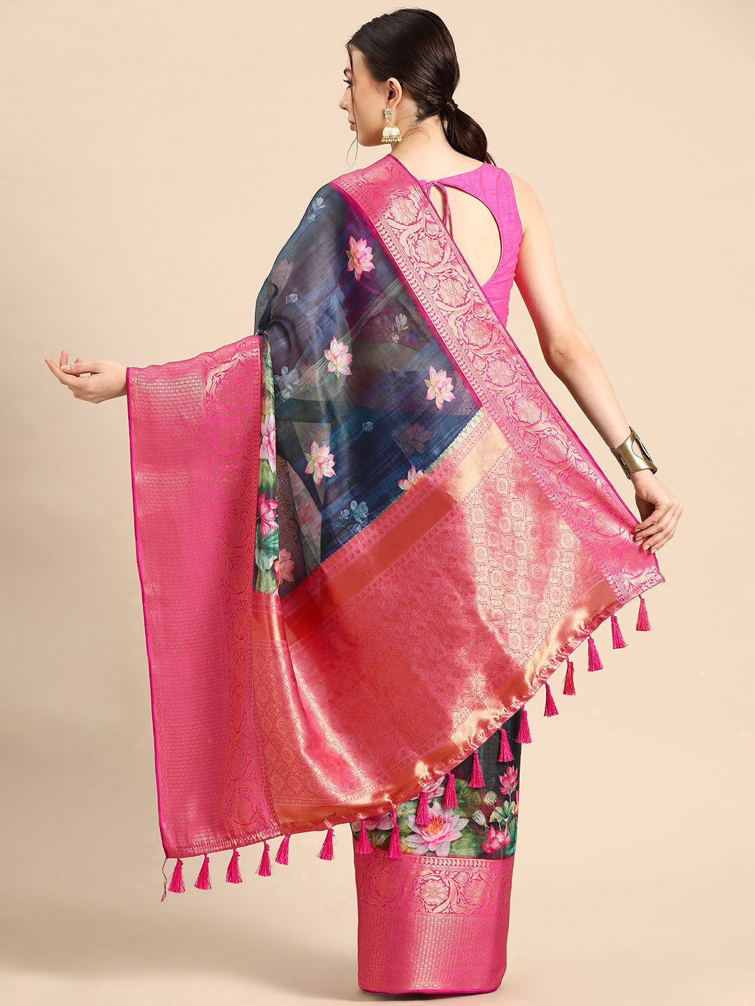 Women's Pichwai Muga Silk Digital Print Saree