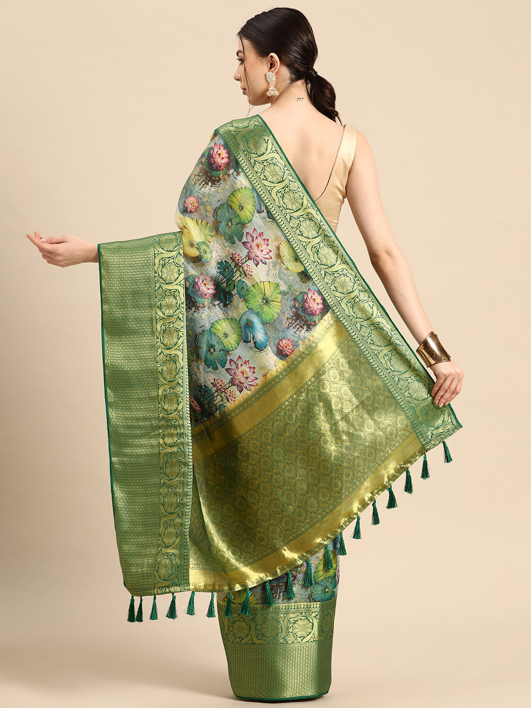 Women's Pichwai Muga Silk Digital Print Saree
