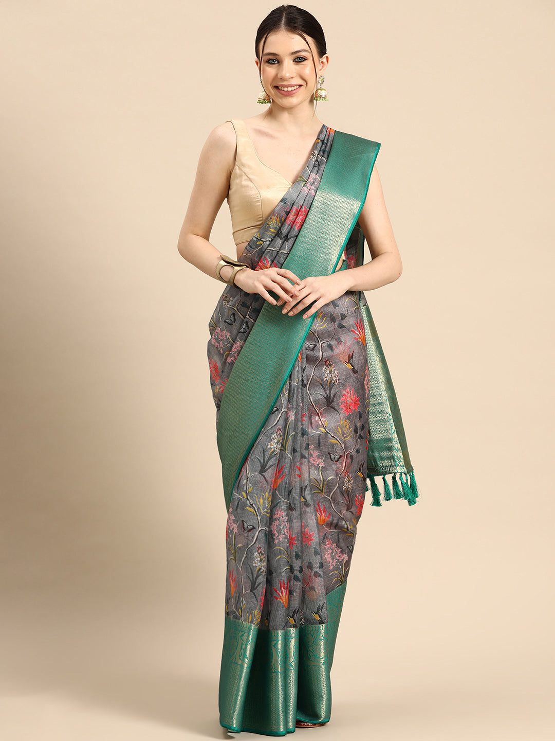Women's Pichwai Muga Silk Digital Print Saree