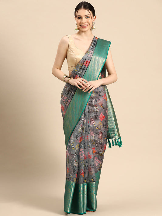 Women's Pichwai Muga Silk Digital Print Saree