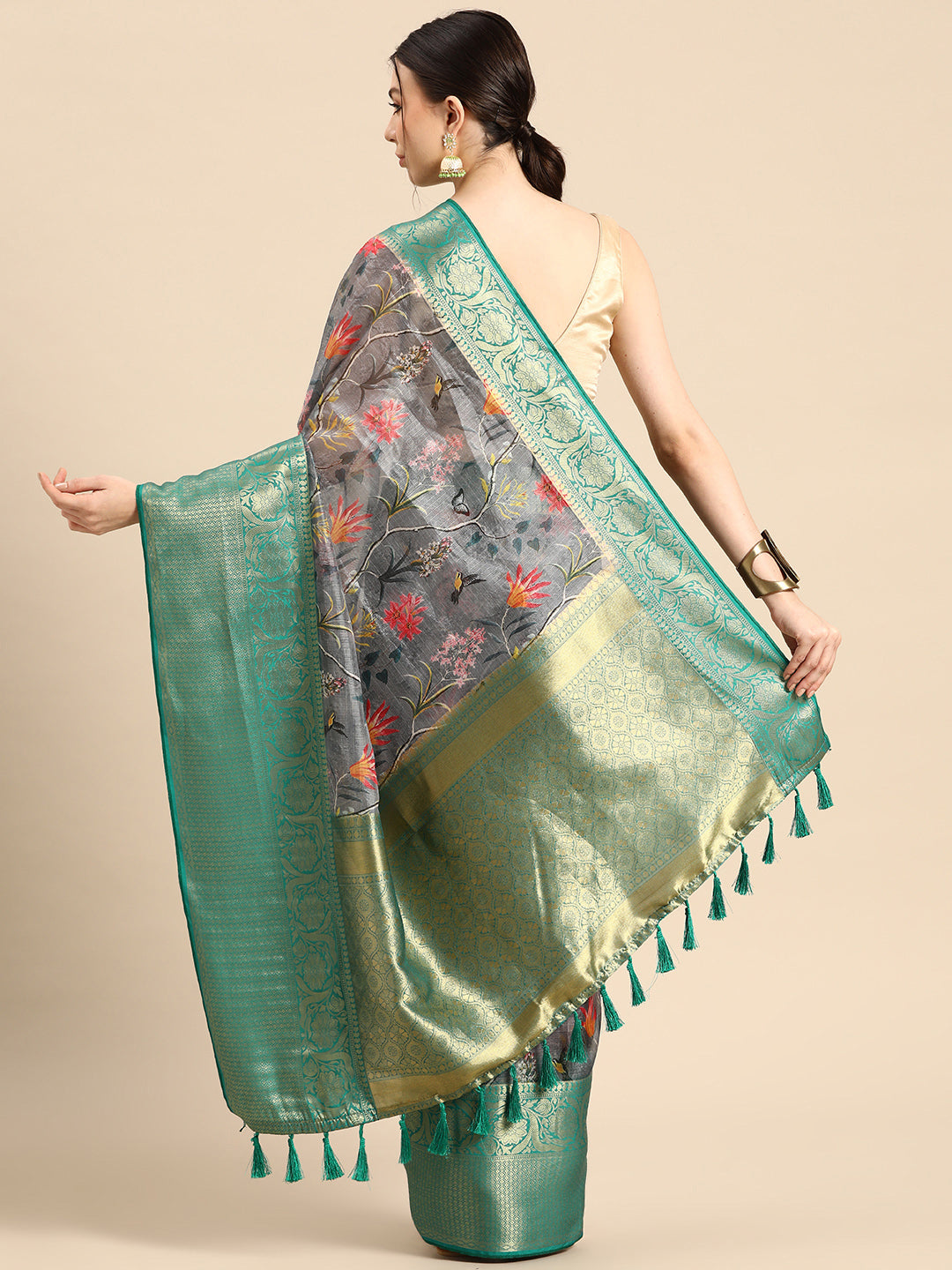 Women's Pichwai Muga Silk Digital Print Saree