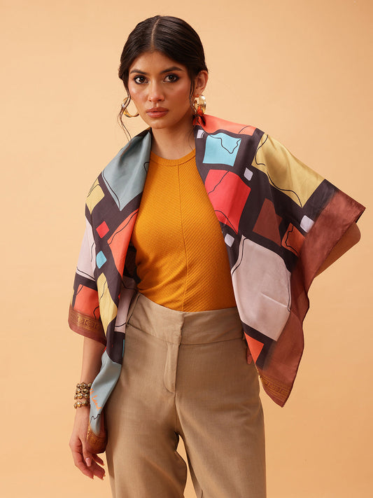 Women's Geometric Printed Silk Scarf