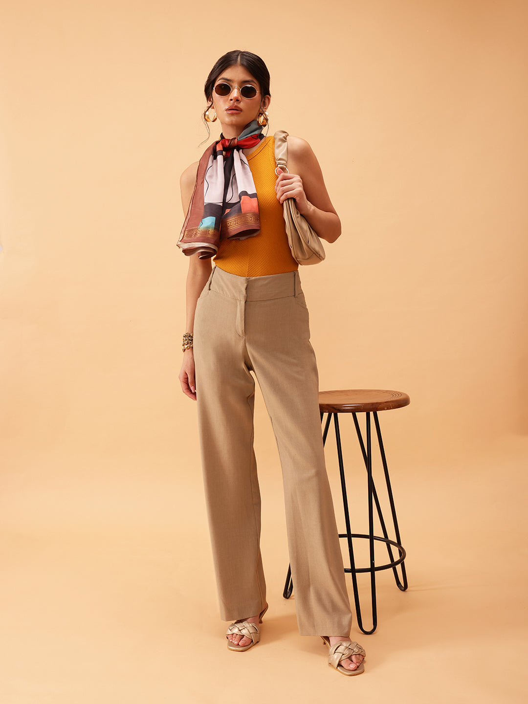 Women's Geometric Printed Silk Scarf