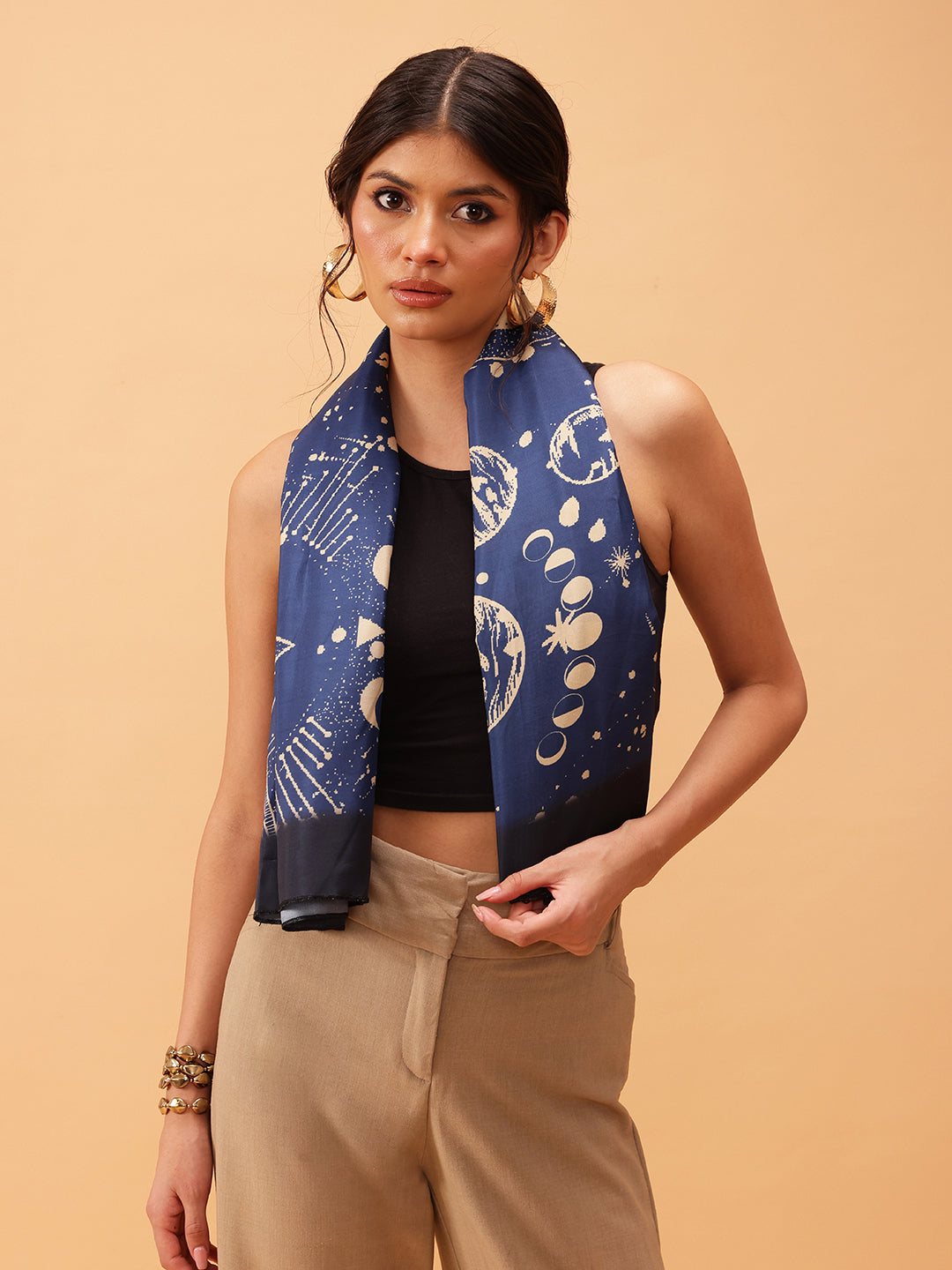 Universe Design Printed Silk Scarf
