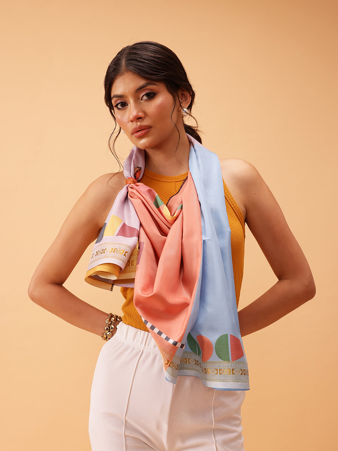 Women's Geometric Printed Silk Scarf