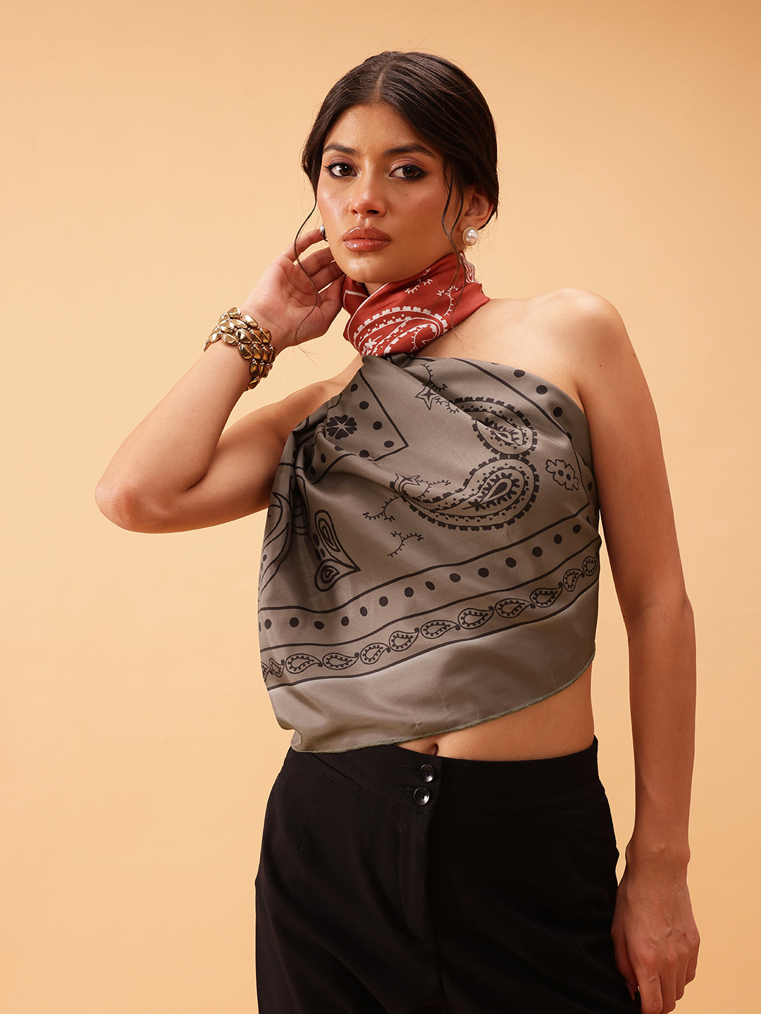 Women's Paisely Printed Silk Scarf