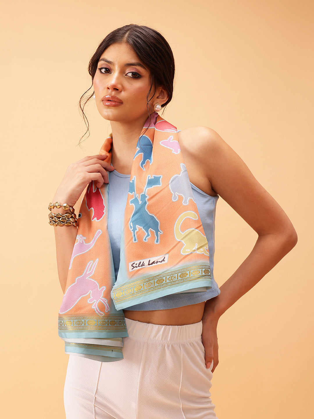 Women's Animal Printed Silk Scarf