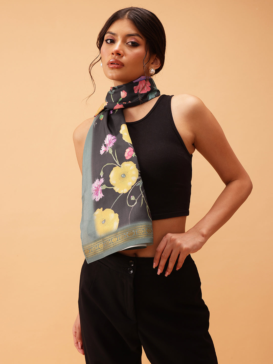 Women's Floral Printed Silk Scarf