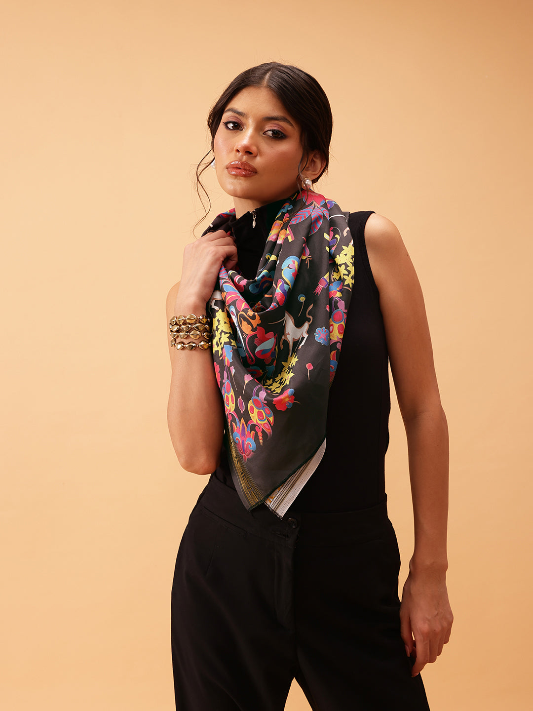Abstract Printed Silk Scarf