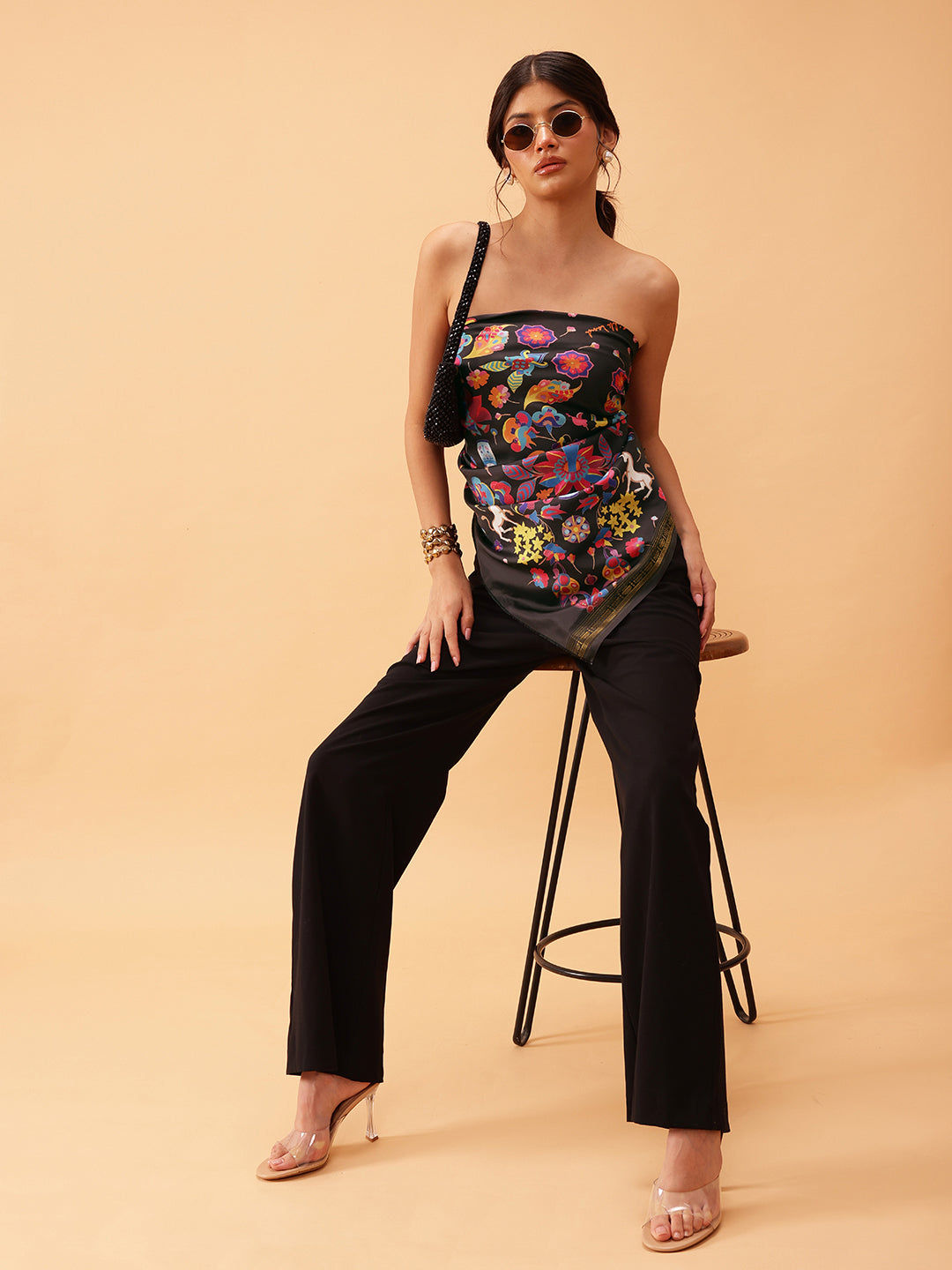 Abstract Printed Silk Scarf