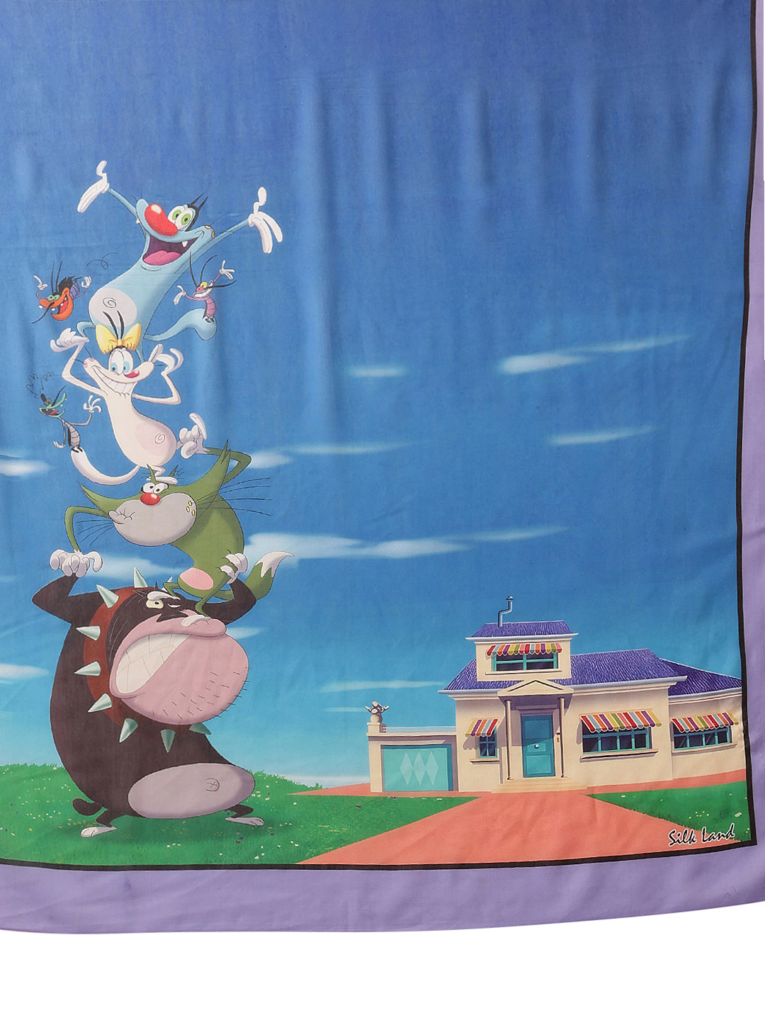 Oggy & Cockroaches Printed Soft Cotton Scarf