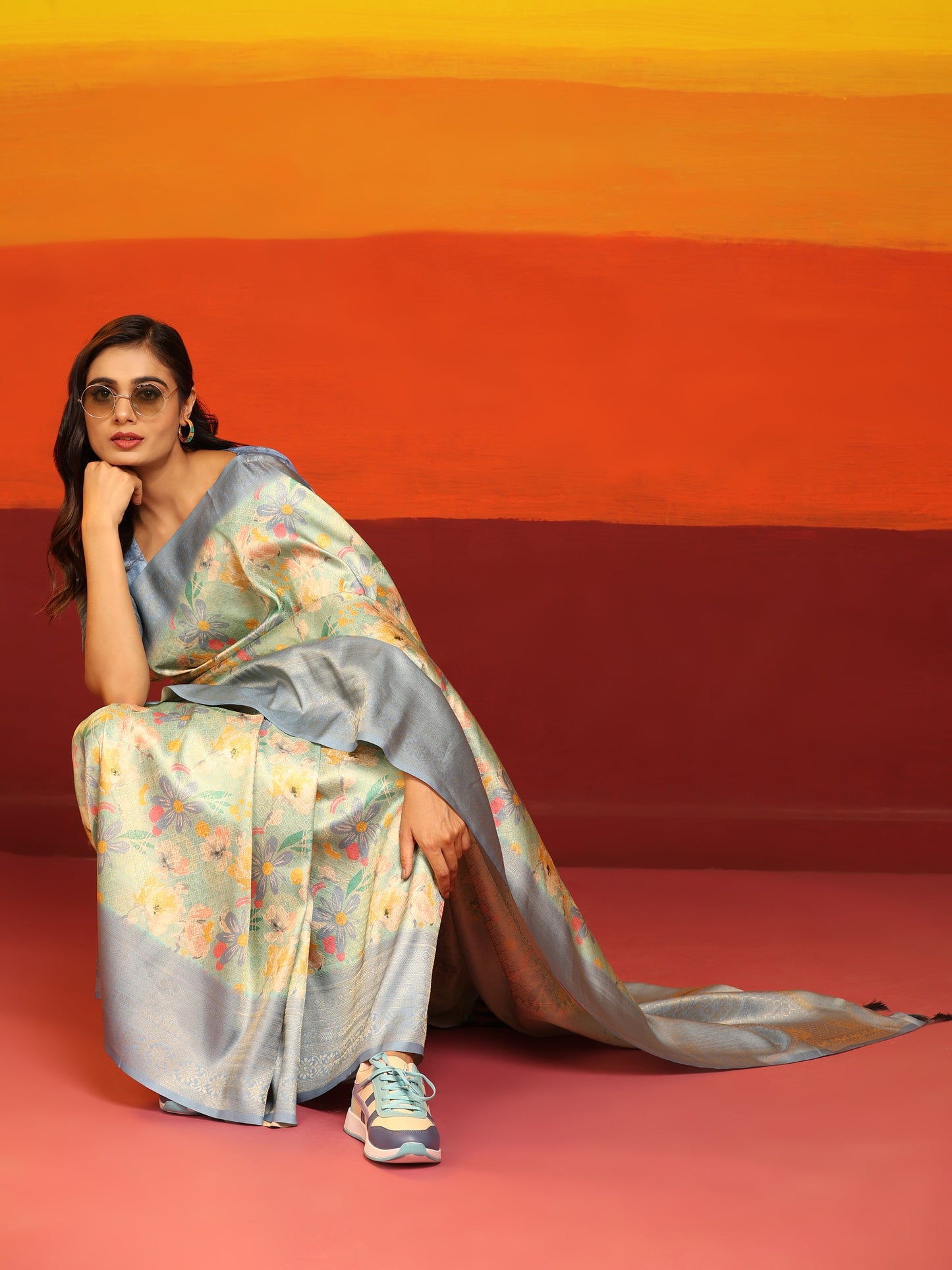 Kanchipuram Pattu Digital Print Silk Saree