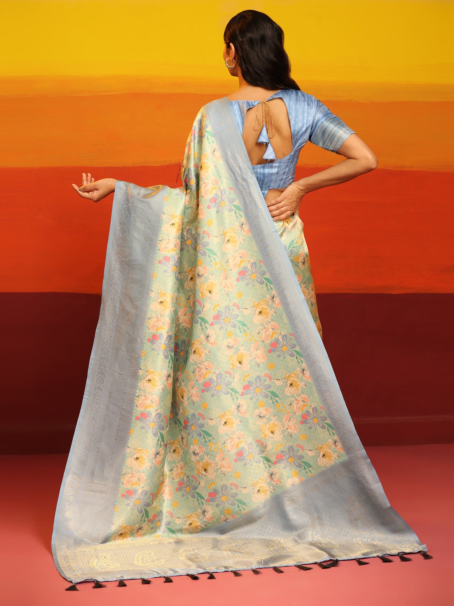 Kanchipuram Pattu Digital Print Silk Saree