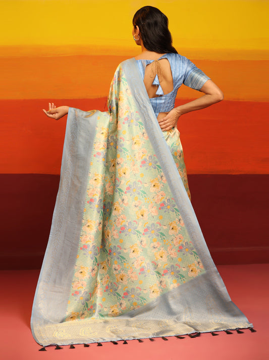 Kanchipuram Pattu Digital Print Silk Saree