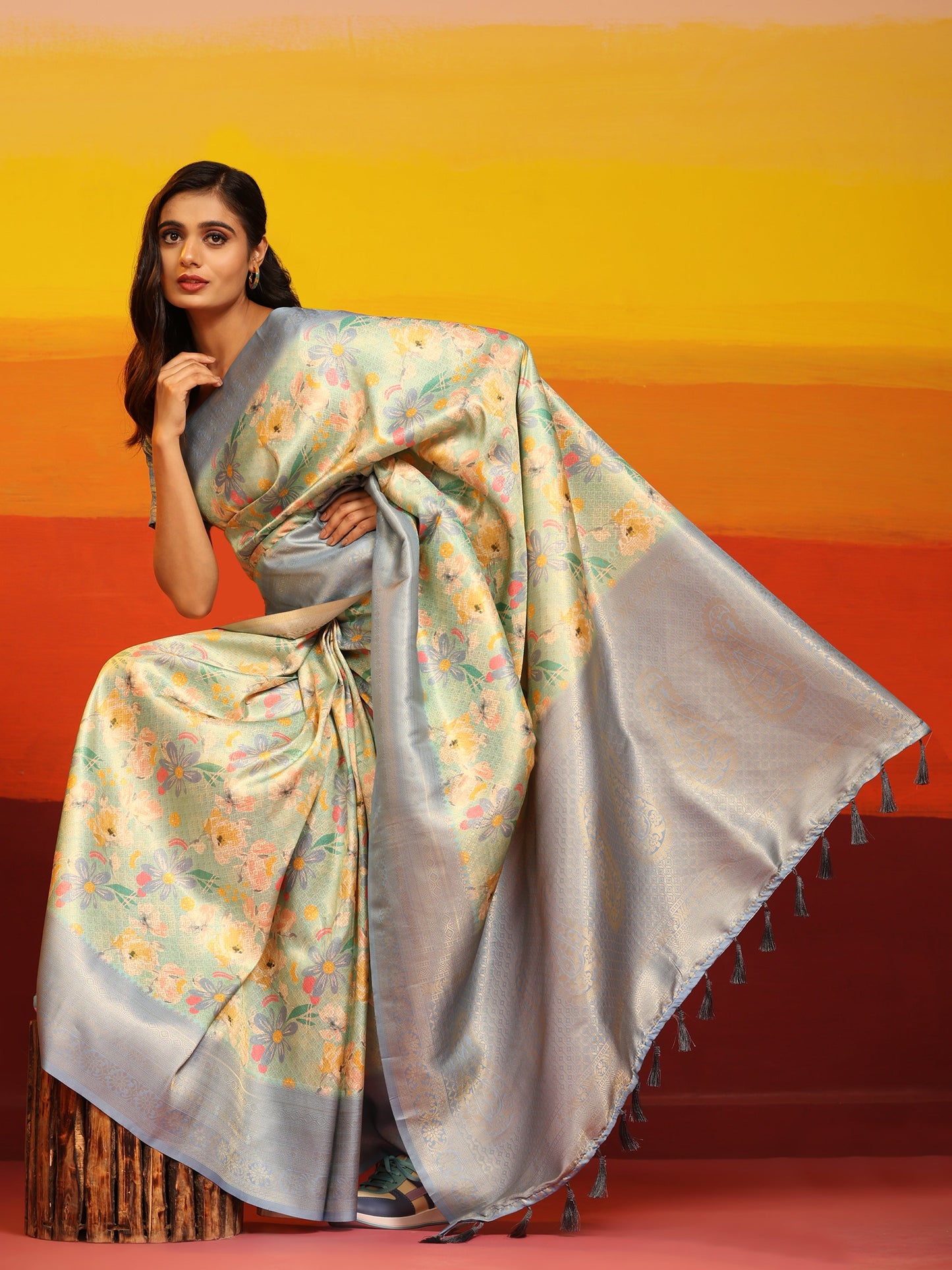 Kanchipuram Pattu Digital Print Silk Saree