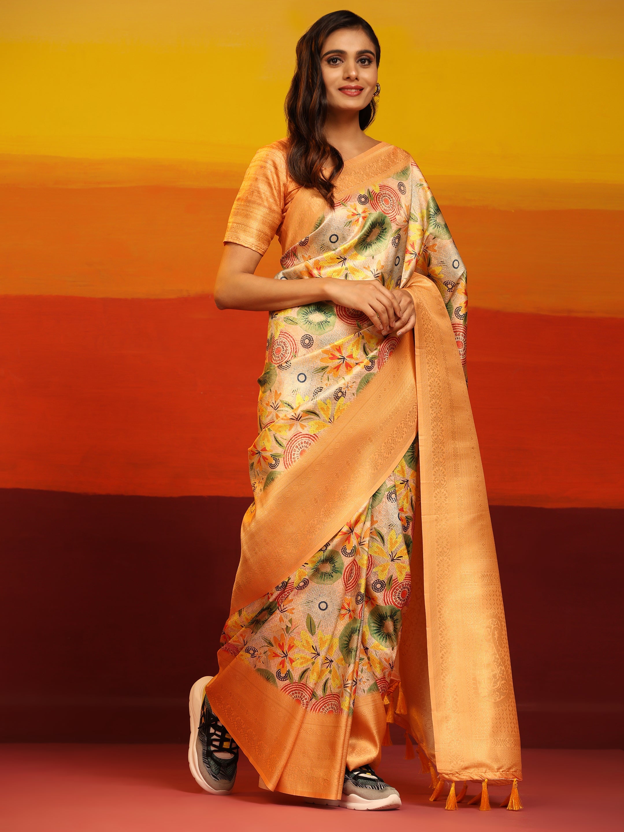 Kanchipuram Pattu Digital Print Silk Saree