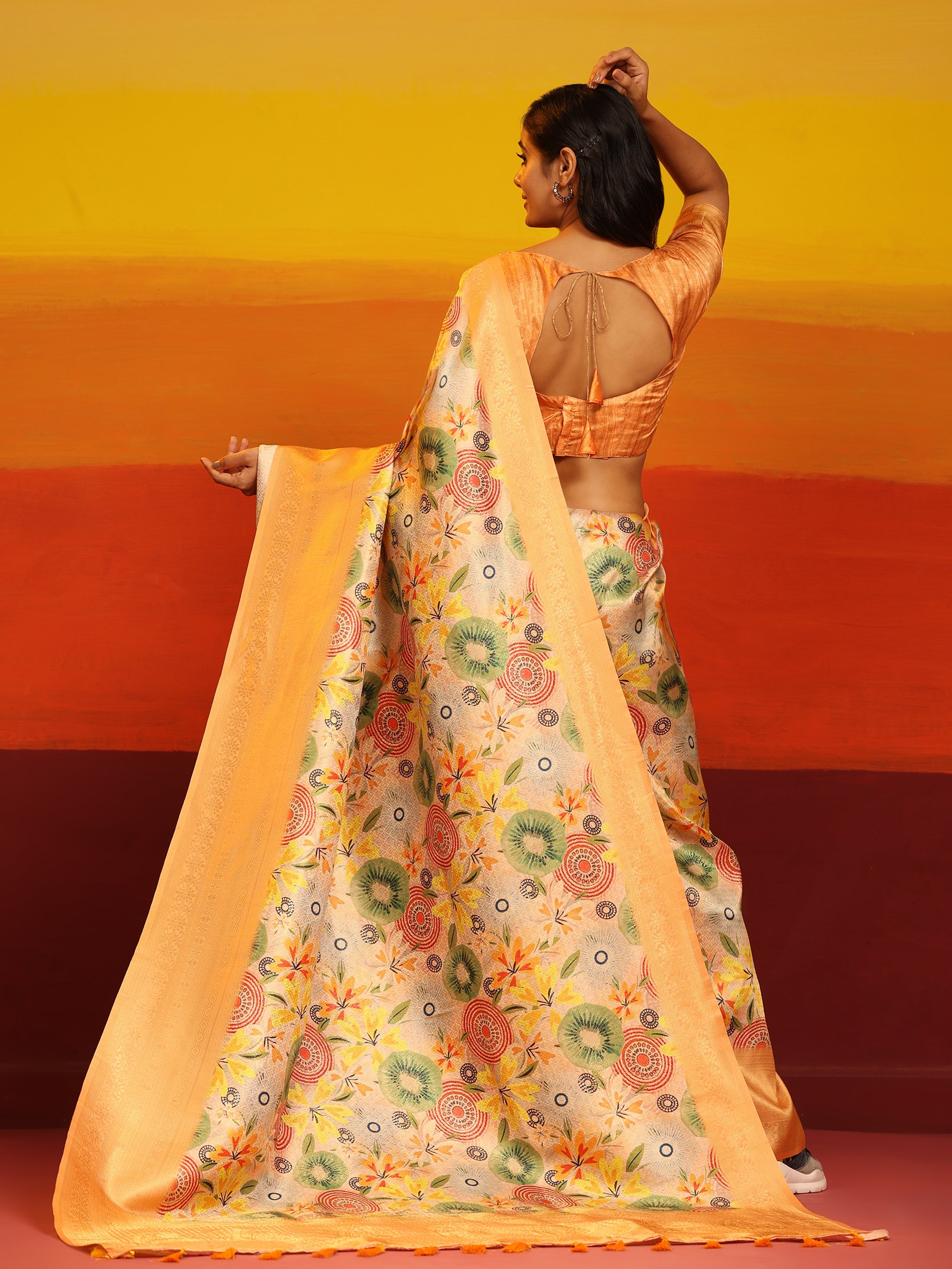 Kanchipuram Pattu Digital Print Silk Saree