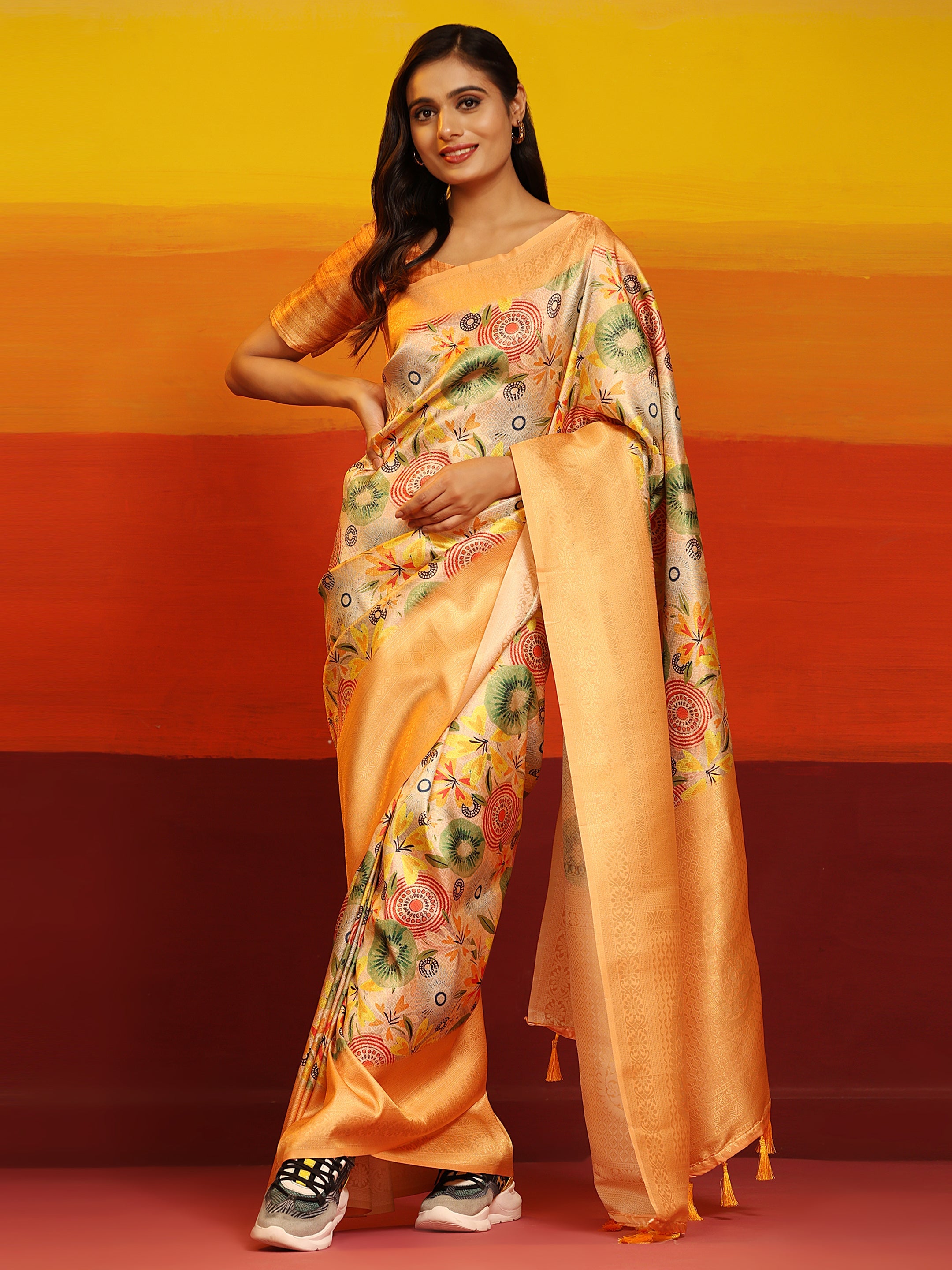 Kanchipuram Pattu Digital Print Silk Saree