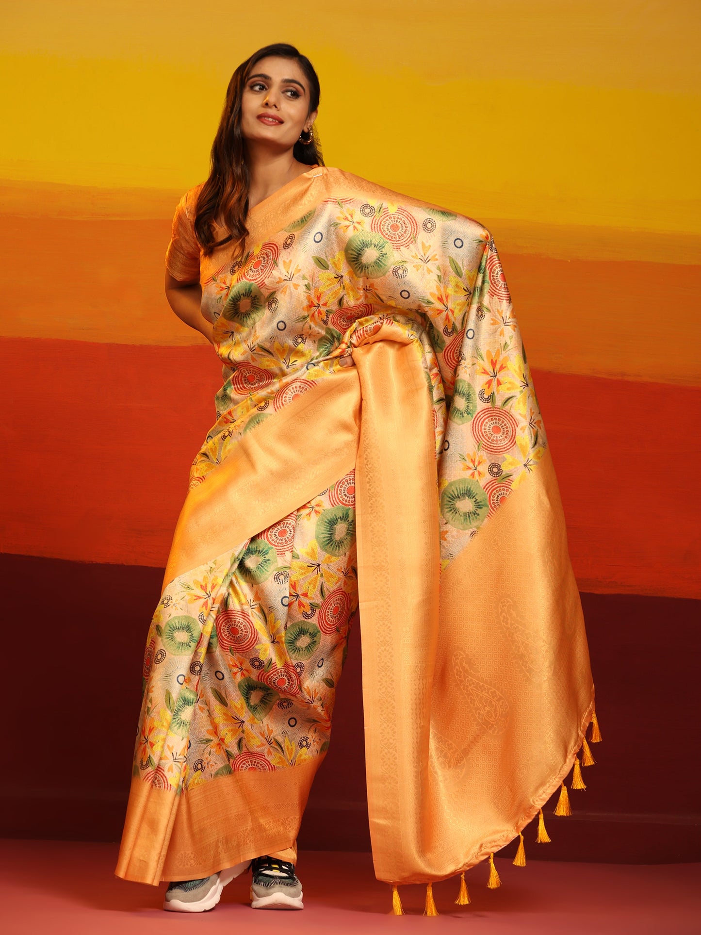 Kanchipuram Pattu Digital Print Silk Saree