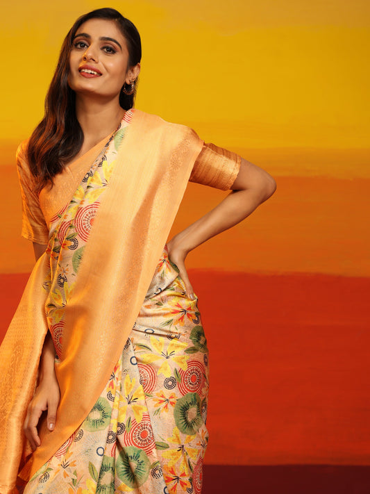 Kanchipuram Pattu Digital Print Silk Saree