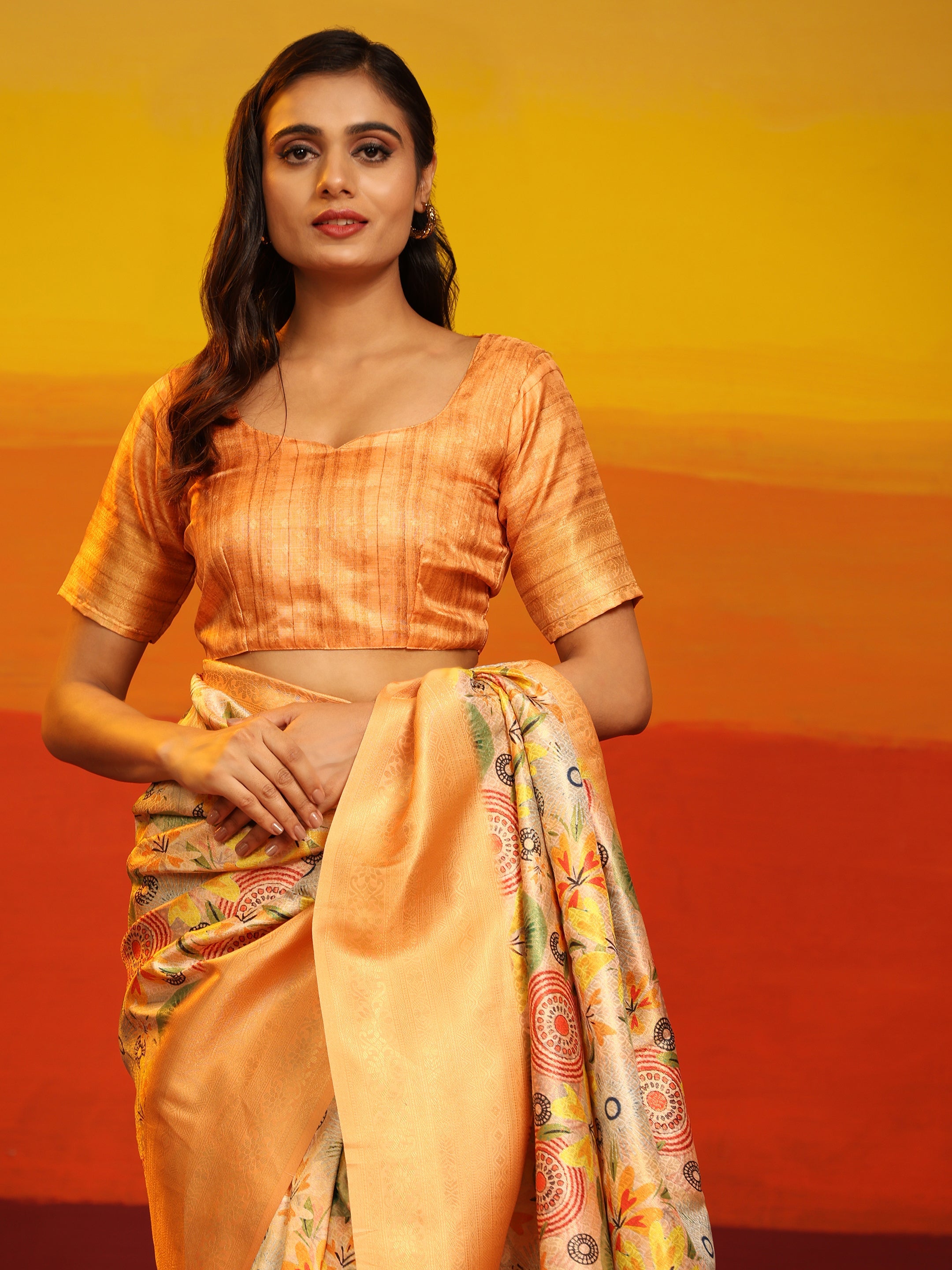 Kanchipuram Pattu Digital Print Silk Saree